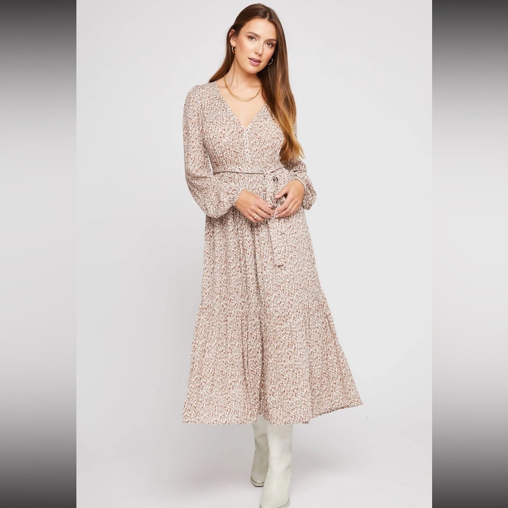 Gentle Fawn Janine dress in taupe speckle / fall maxi dress - Print Maxi Dress